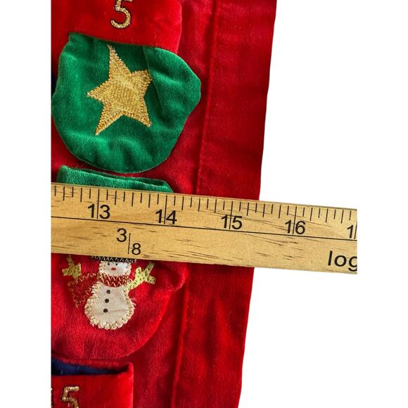 Christmas Count Down Wall Advent Hanging Calendar Snowmen Mittens Pockets Fabric - Picture 14 of 16